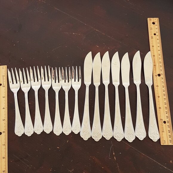 14pc Cake Forks and Butter Knife Set for 7, Marquil 18/10 Stainless Steel - Picture 4 of 7